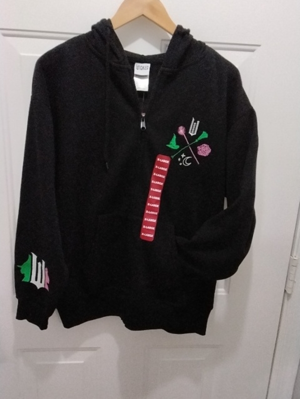 NWT Wicked Hoodie Womens XL Black Full Zip Fleece Graphic